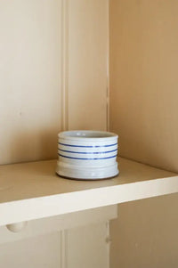 Hand Painted Breton Stripe Ink Tea Light - The Mercantile London
