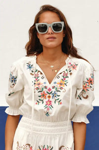 M.A.B.E Gracie Floral Embroidered Midi Dress