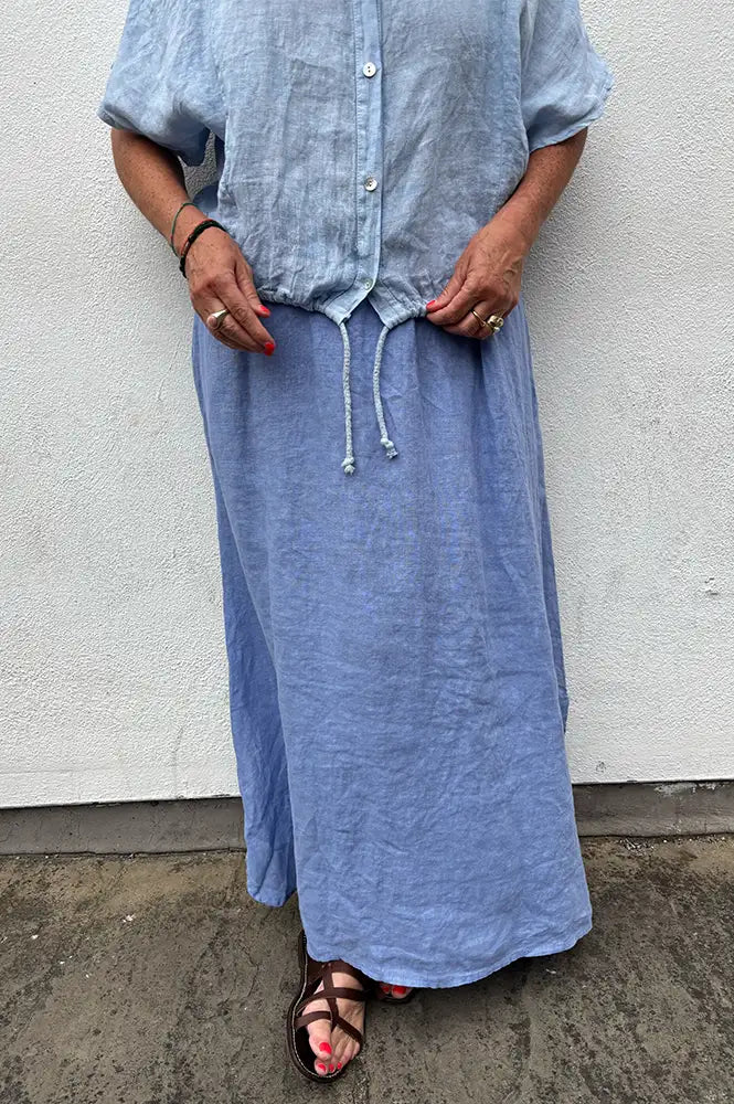 Linen & More Azul Linen Skirt