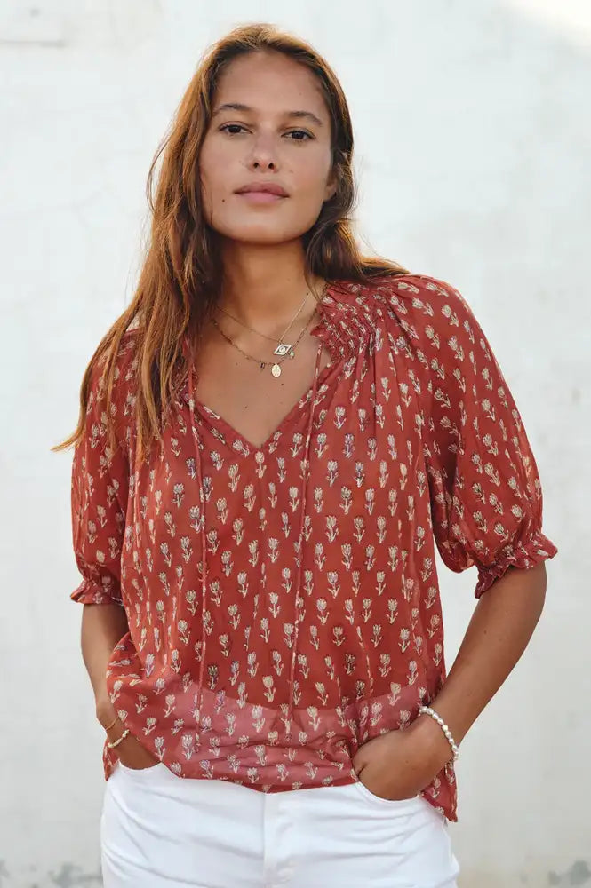 M.A.B.E Ari Rust Floral Blouse - The Mercantile London