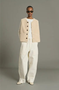 Soeur Fusil Ecru Sleeveless Jacket