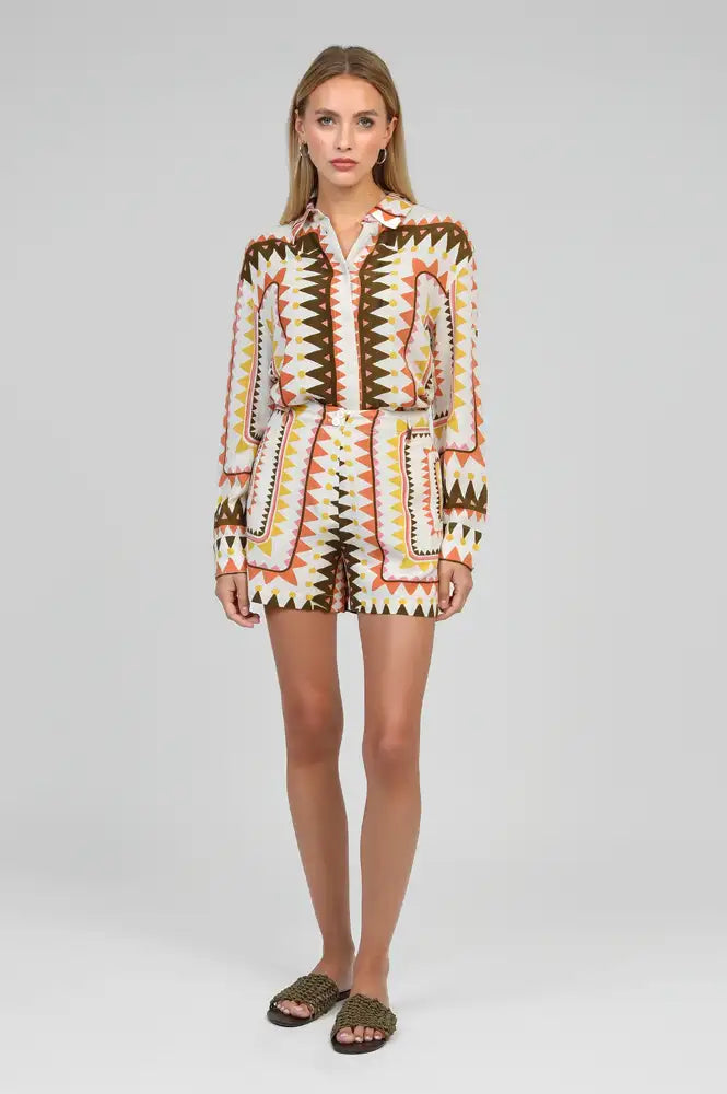 An'ge Rivilane Picoty Olive Shorts - The Mercantile London