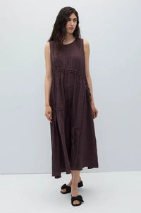 Rita Row Lovie Brown Asymmetric Gathered Dress - The Mercantile London