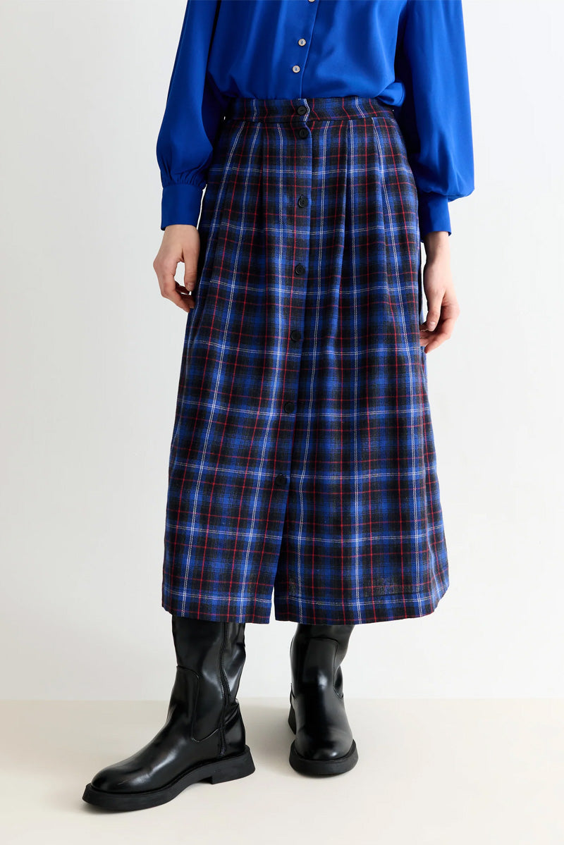 Louche Bia Blue Winter Check Skirt - The Mercantile London