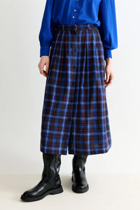 Louche Bia Blue Winter Check Skirt - The Mercantile London