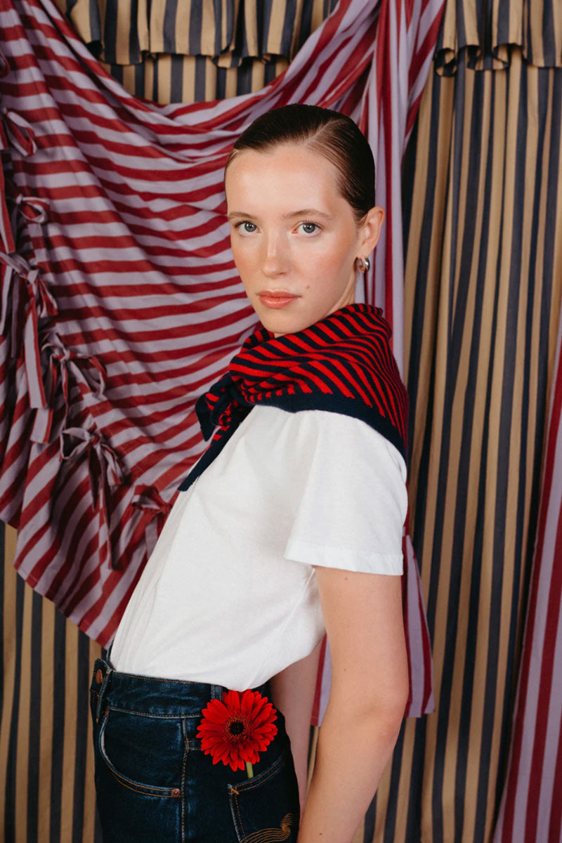 TBCo Navy & Red Stripe Triangle Scarf