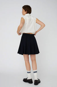 Stella Nova Navy Plissé Mini Skirt - The Mercantile London