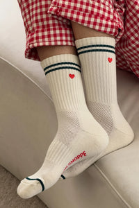 Le Bon Shoppe Embroidered Parchment Boyfriend Socks
