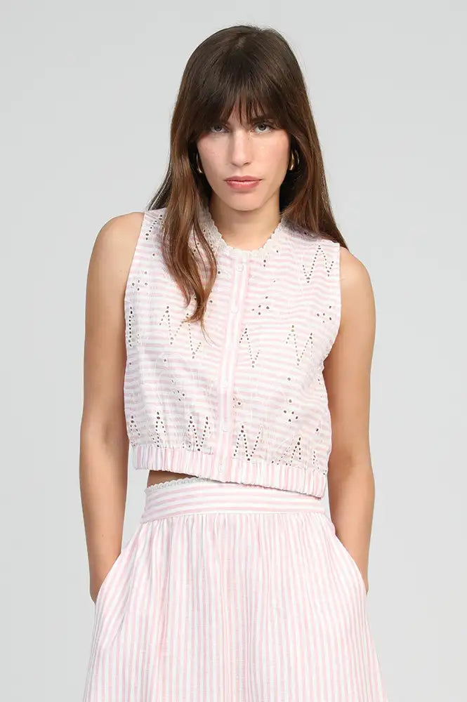 An'ge Salyta Coral Striped Top - The Mercantile London