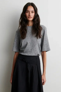 Second Female Amala Grey Pointelle Short Sleeve Knit Top