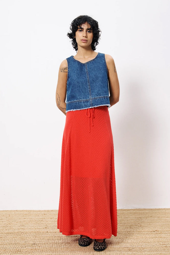 FRNCH Affoue Red Knit Skirt - The Mercantile London