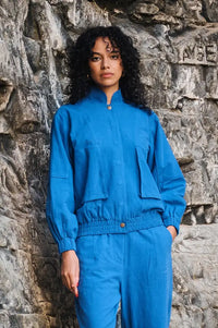 Lowie Cobalt Blue Bomber Jacket - The Mercantile London