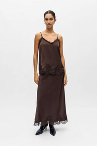 Object Naline Seal Brown Lace Slip Top