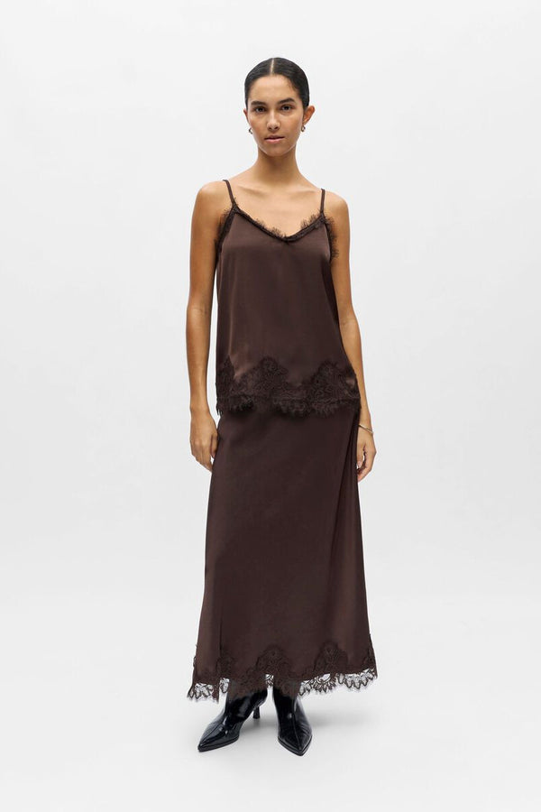 Object Naline Seal Brown Lace Slip Top