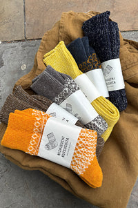 Nishiguchi Kutsushita Wool Jacquard Grey Socks - The Mercantile London