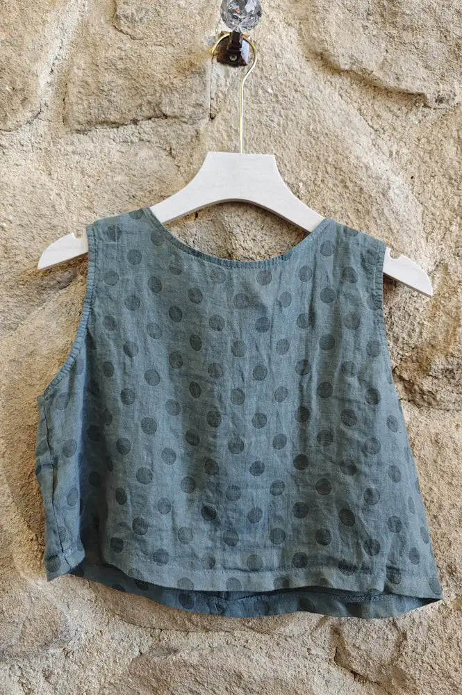 Linen & More Khaki Polka Dot Top