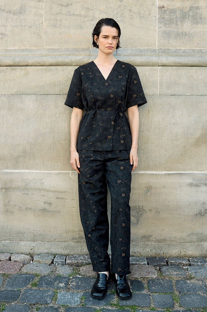 Object Lovia Jacquard Barrel Leg Trousers - The Mercantile London