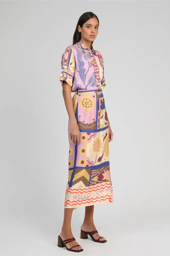 An'ge Rivila Patchwork Printed Midi Skirt - The Mercantile London