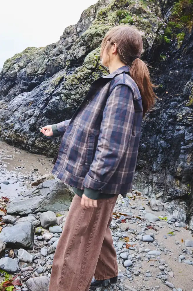 ICHI Cronto Dark Navy Check Jacket