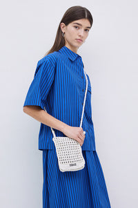 Yerse Bubble Striped Azure and Navy Shirt - The Mercantile London
