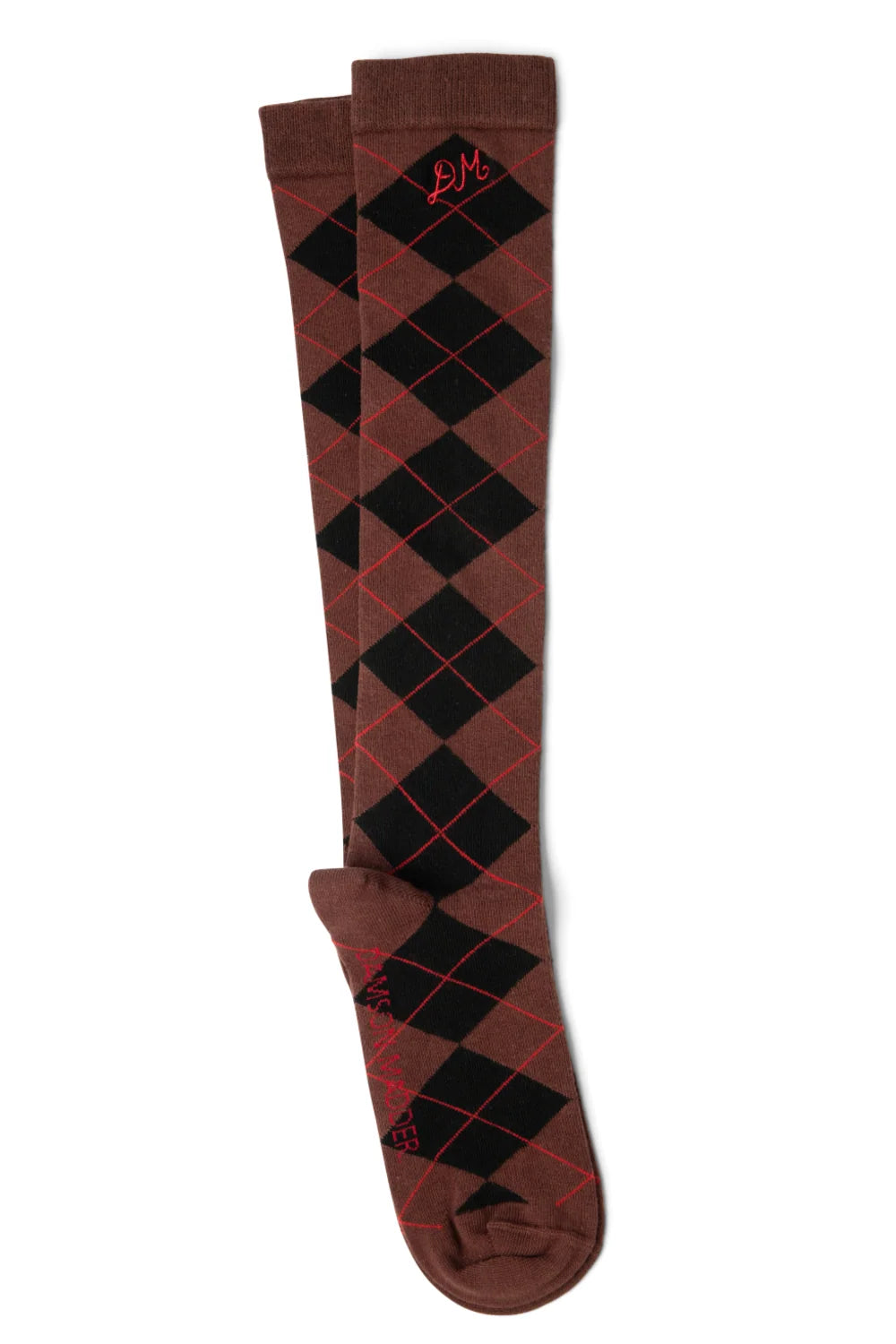 Damson Madder Chocolate Argyle Knee Length Socks