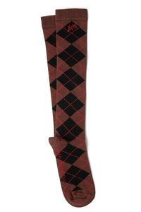 Damson Madder Chocolate Argyle Knee Length Socks