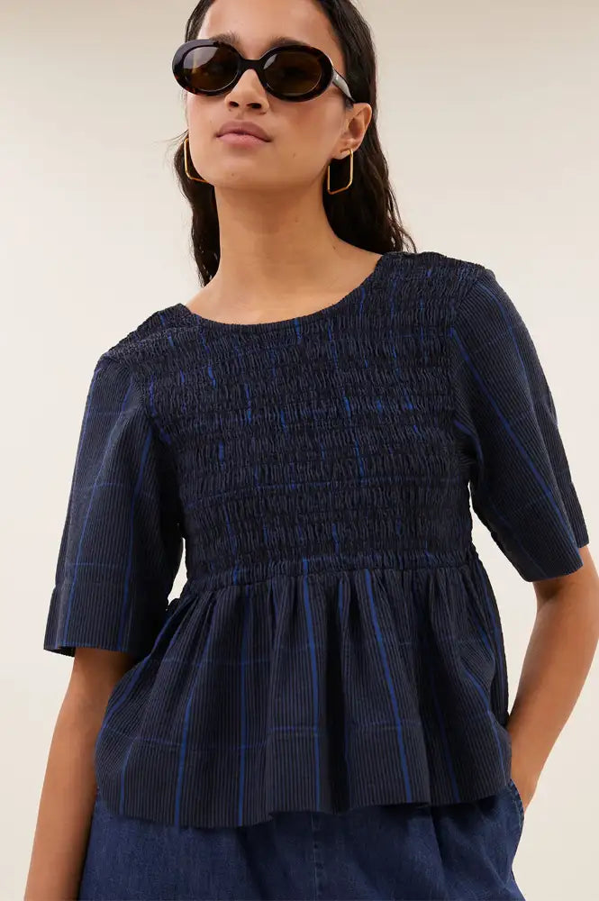 By-Bar Runa Blue Checks Top