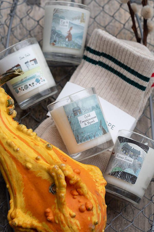 Gold, Frankincense & Myrrh Illustrated Box Candle - The Mercantile London