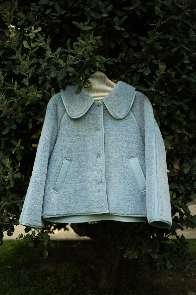 The Tiny Big Sister Denim Blue Faux Fur Reversible Jacket