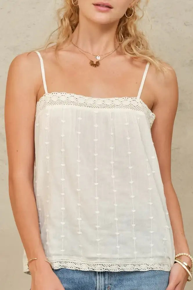 M.A.B.E Alli Ecru Embroidered Camisole