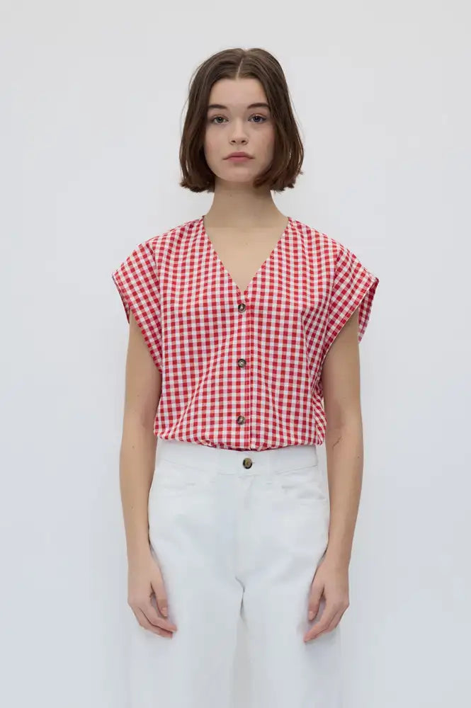 Rita Row Diana Red Gingham Vest Top - The Mercantile London