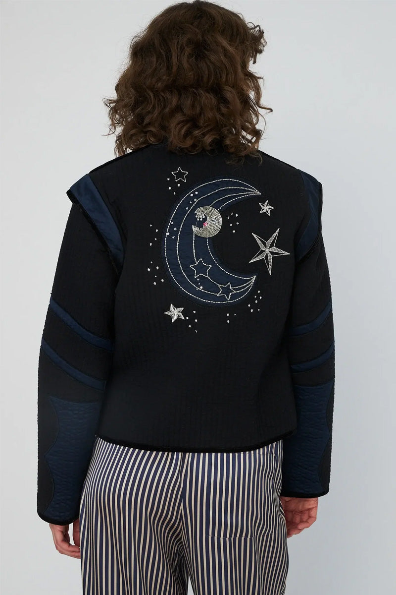 Stella Nova Black Moon And Star Embroidered Jacket - The Mercantile London