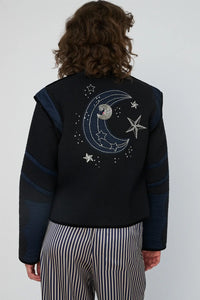 Stella Nova Black Moon And Star Embroidered Jacket - The Mercantile London