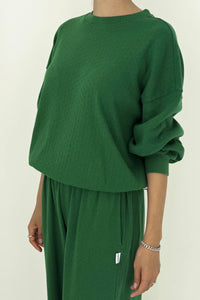 Le Bon Shoppe Pointelle Core Moss Green Sweatshirt