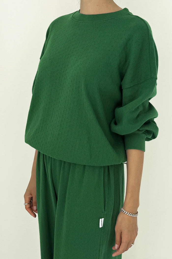 Le Bon Shoppe Pointelle Core Moss Green Sweatshirt