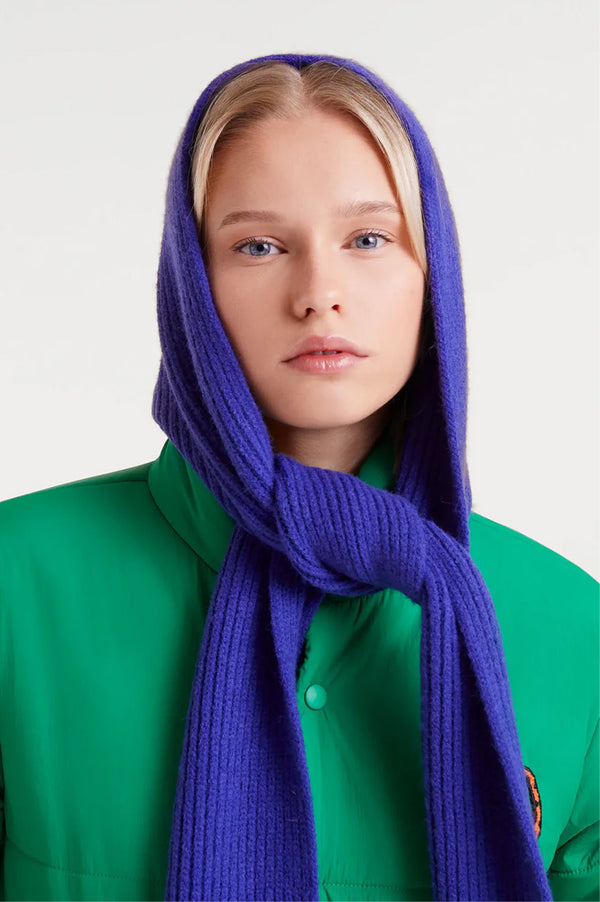 Compania Blue Knit Hooded Scarf - The Mercantile London