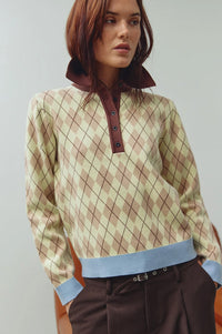 Noella Makayla Diya Yellow Argyle Jumper - The Mercantile London