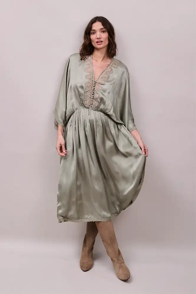 Faune Honeysuckle Sage Dress - The Mercantile London