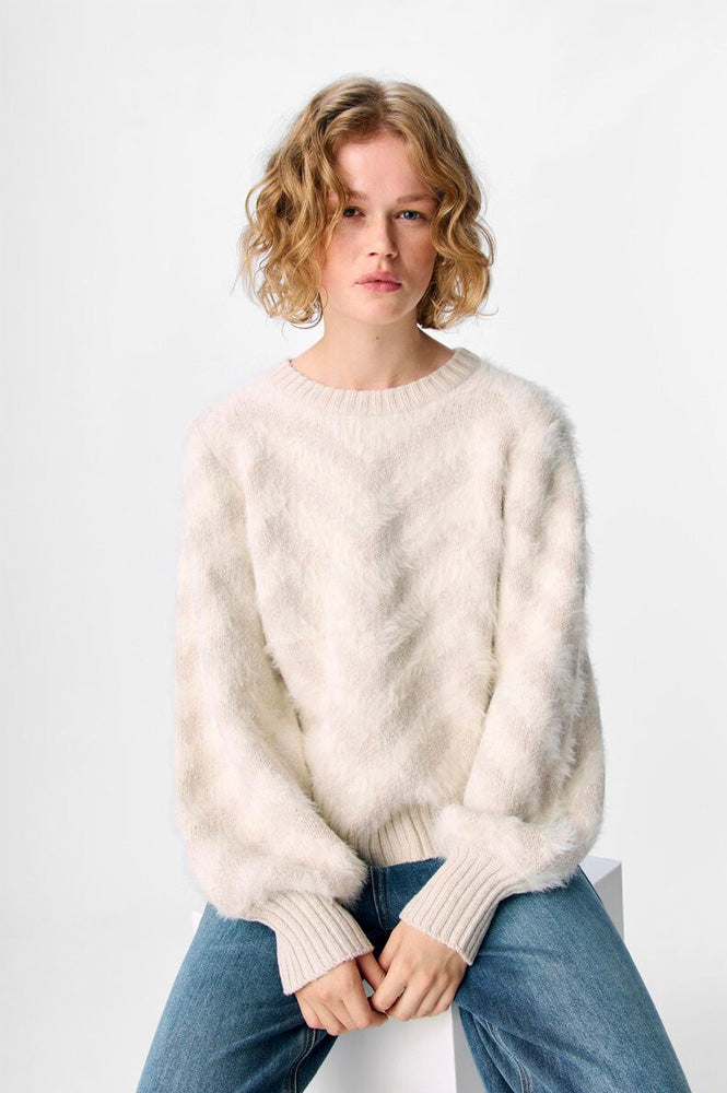 Object Hollow White Sand Chevron Jumper - The Mercantile London