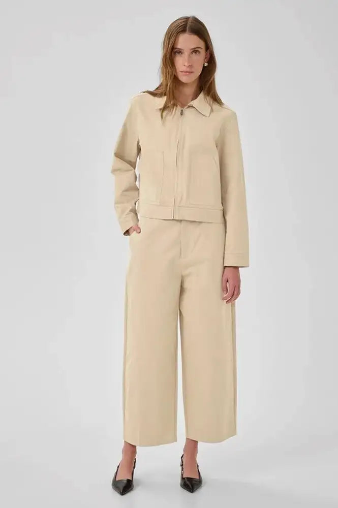 My Essential Wardrobe Cindy Feather Beige Trousers - The Mercantile London