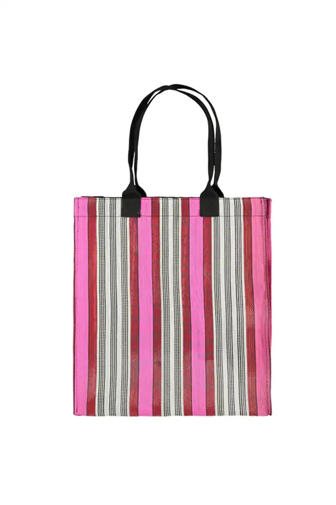 British Colour Standard Neyron Pink Striped Shopping Bag