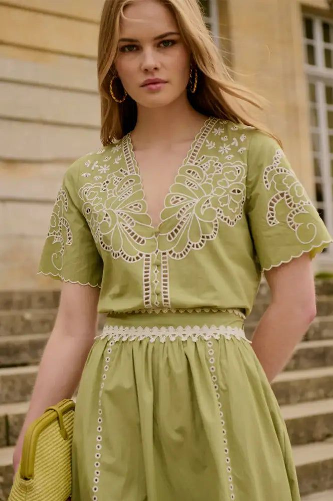 Petite Mendigote Theo Matcha Openwork Top - The Mercantile London