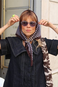 TBCo Blue & Brown Stripe Triangle Scarf - The Mercantile London