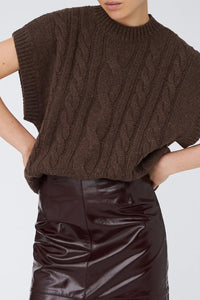 Stella Nova Brown Cable Knit Vest - The Mercantile London