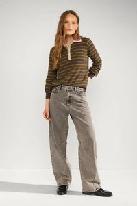 Numph Lucinda Black Coffee Stripe Jumper