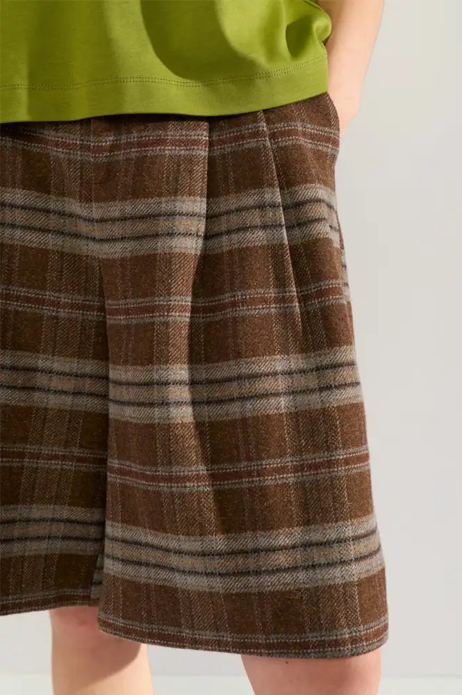 Numph Ezma Kelp Plaid Bermuda Shorts
