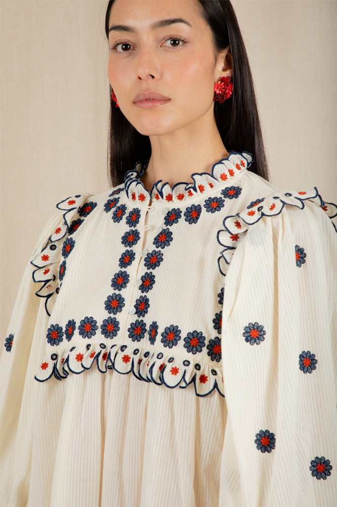Bonté Rosa Ecru & Navy Blouse - The Mercantile London