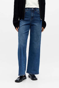 Object Rio Mae Medium Blue Wide Leg Denim Jeans - The Mercantile London