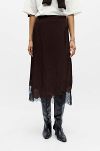 Object Dalme Seal Brown and Black Lace Skirt - The Mercantile London