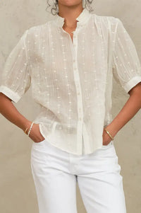 M.A.B.E Alli Ecru Dotted Blouse